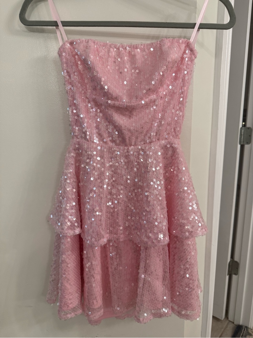Windsor Strapless Pink Sequin Homecoming Dress-NWT